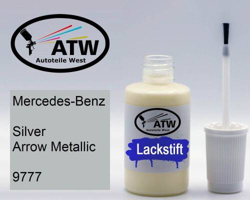 Mercedes-Benz, Silver Arrow Metallic, 9777: 20ml Lackstift, von ATW Autoteile West.